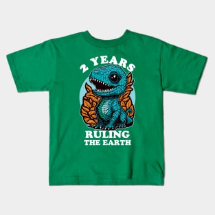 Baby Dinosaur Ruling The Earth - 2 Years Old Birthday Kids T-Shirt